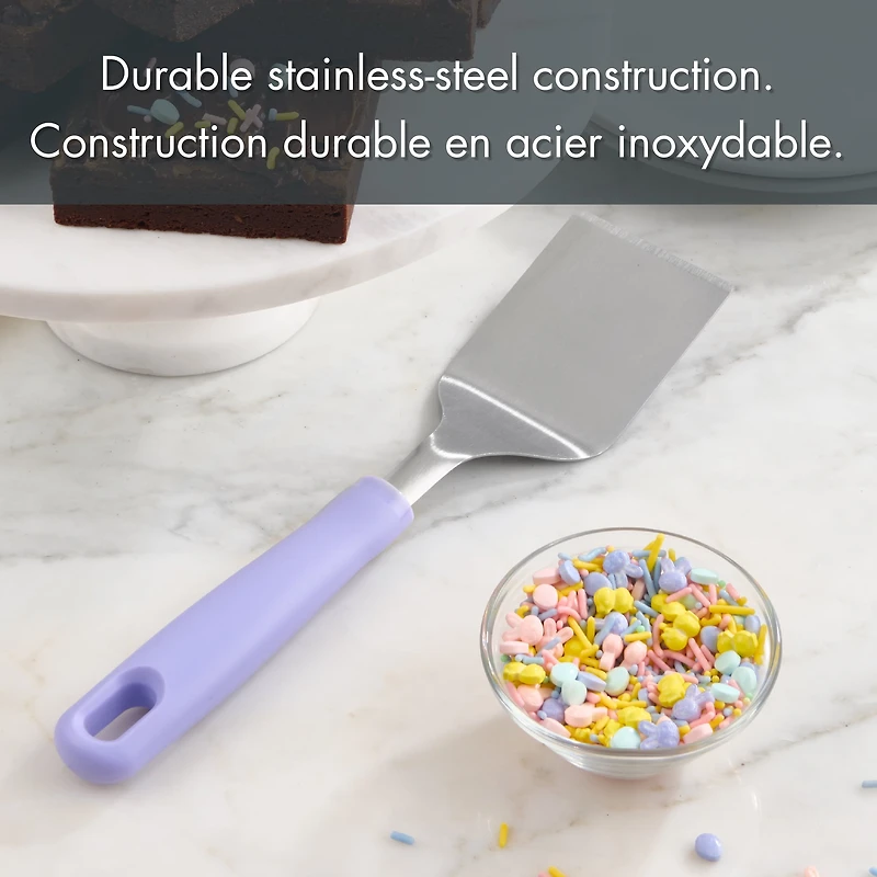 Spatule à dessert et à brownies en acier inoxydable Tout pour célébrer mauve, outil de pâtisserie pour Pâques