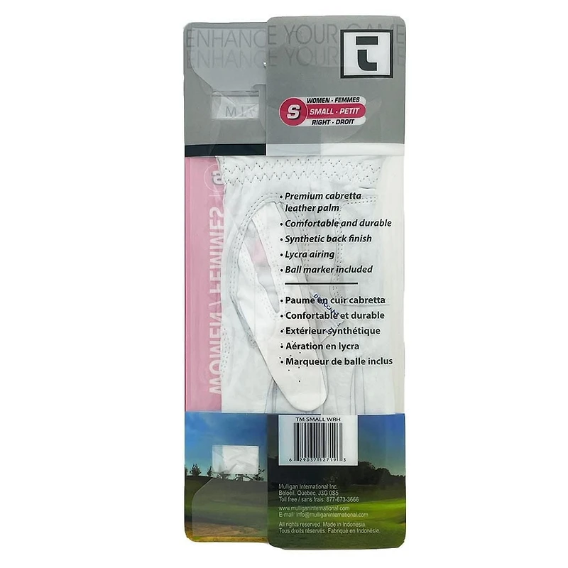 Tour Mission Women's Right Hand Golf Glove, Small (1 Unit), Premium Cabretta leather glove