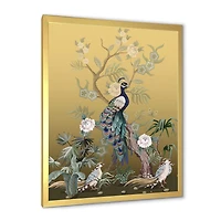 Designart Chinoiserie With Birds and Peonies VI Framed Wall Art