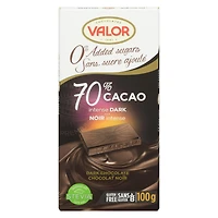 CHOCOLAT VALOR 70% Sans sucre ajouté 100g