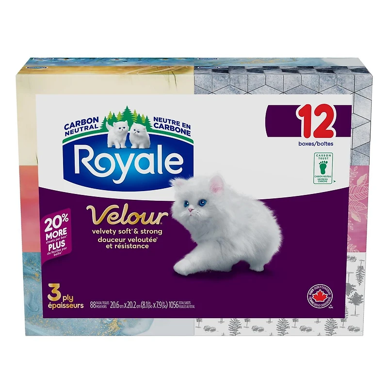 Mouchoirs Royale Velour, 12 boîtes