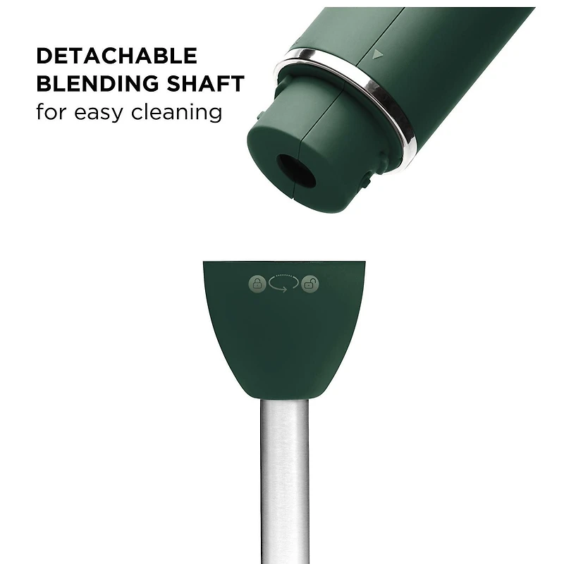 Chefman Multi-Speed Immersion Hand Blender with Stainless Steel Blades, 300W, Multi Purpose, Forest Green