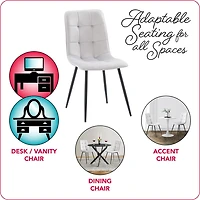 Ensemble de salle à manger d'intérieur compact et contemporain Eliana, 5 pièces, en verre, avec 4 chaises rembourrées en velours