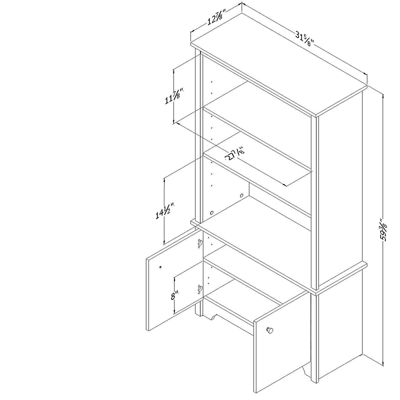 South Shore Vito 3-Shelf Bookcase with Doors