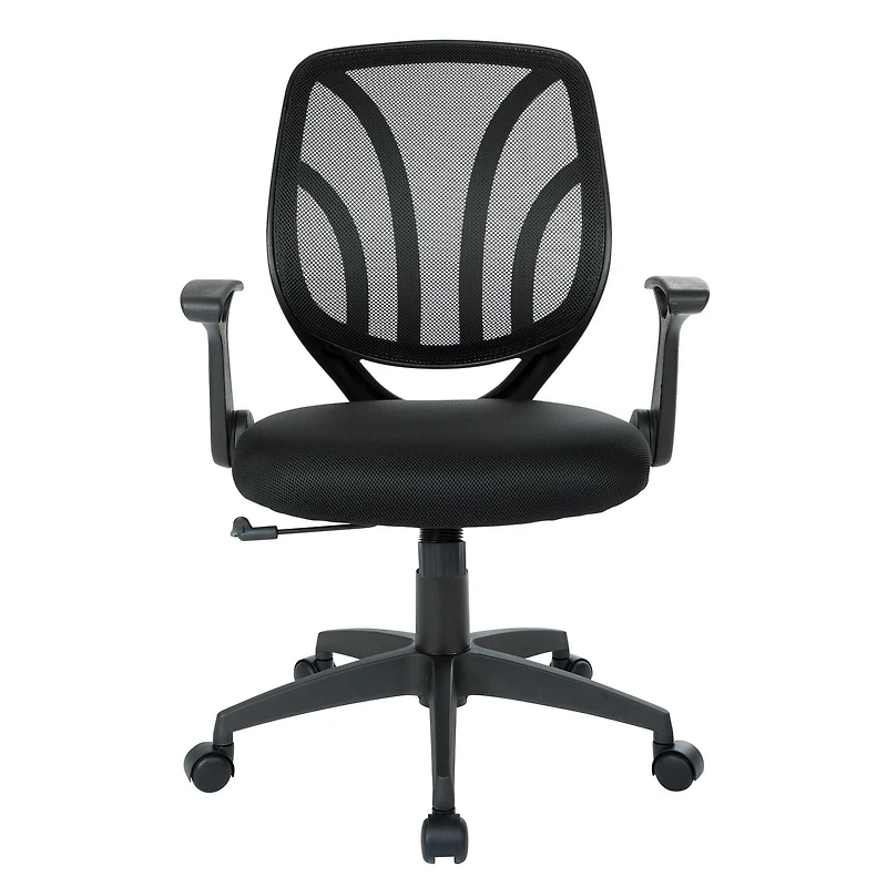 Fauteuil noir à dossier ajouré et accoudoirs relevables Work SmartTM