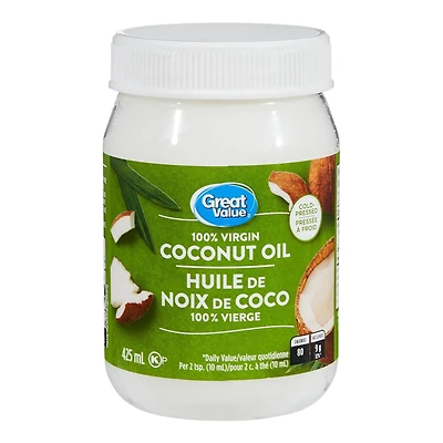 Huile de noix de coco 100 % vierge Great Value