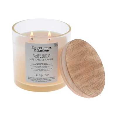 Bougie parfumée en pot ombré à 2 mèches à la cire de paraffine 12 oz Better Homes & Gardens, Miel salé et vanille Mélange de cire de paraffine