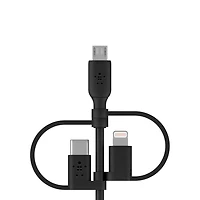 Belkin BoostCharge 3-in-1 Universal USB-A to USB-C, Lightning, Micro-USB Charging Cable (3.3ft/1M) MFi & USB-IF Certified, Compatible with all iPhones, iPads, Galaxy, Tablet, Smartphones & More Black