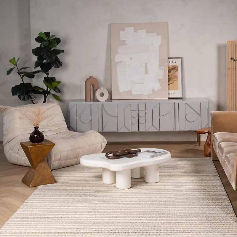 Rug Branch Hogar Striped Indoor Outdoor Area Rug, Brown Cream, Modern - Living Room, Bedroom, Dining Room, and Kitchen