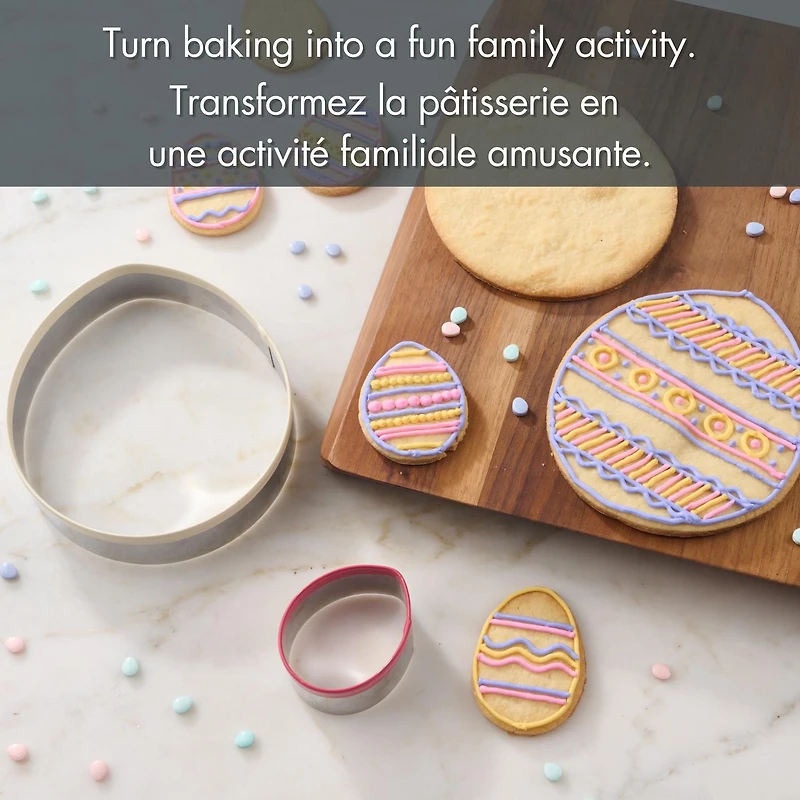 Way to Celebrate 2-Piece Cookie Cutters, Stainless Steel, Egg Shaped