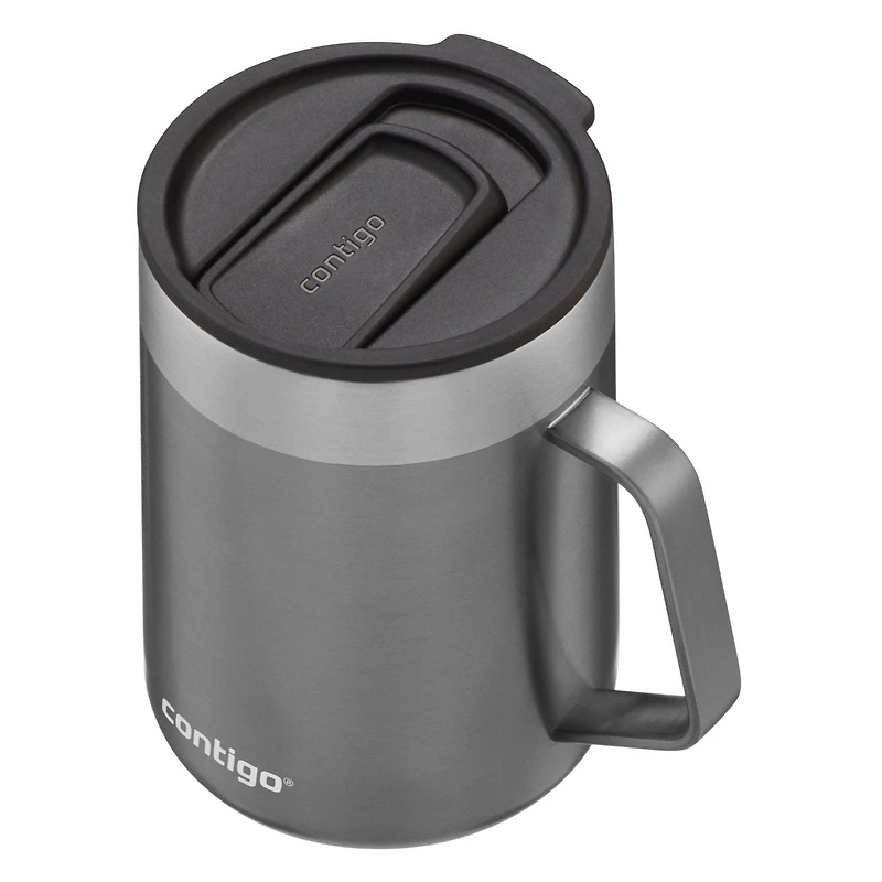 Contigo Streeterville Stainless Steel Mug with Splash-Proof Lid, 14 oz (414 ml), Vacuum-Insulated Tumbler with Handle for Coffee & Tea, Sake
