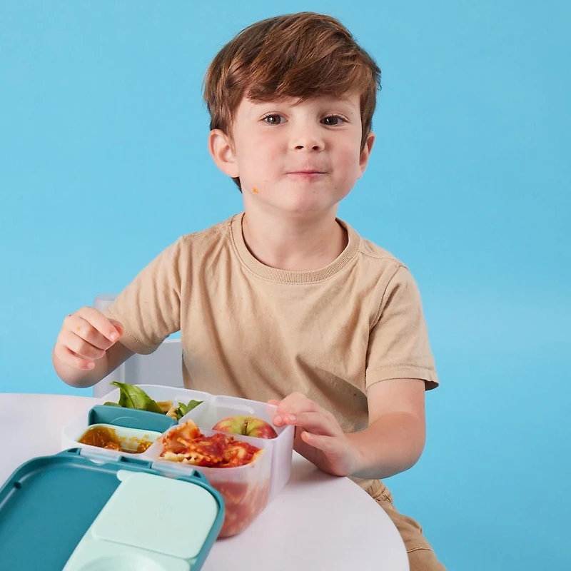 b.box - Mini boîte à déjeuner pour enfants : boîte à bento légère, récipient à collation avec 2 compartiments étanches. Fournitures scolaires à partir de 3 ans, sans BPA