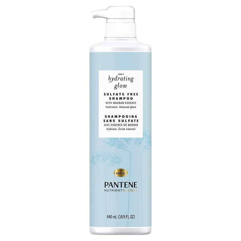 Shampooing Pantene Nutrient Blends Éclat hydratant Baobab + hyaluronique sans sulfate 440 mL