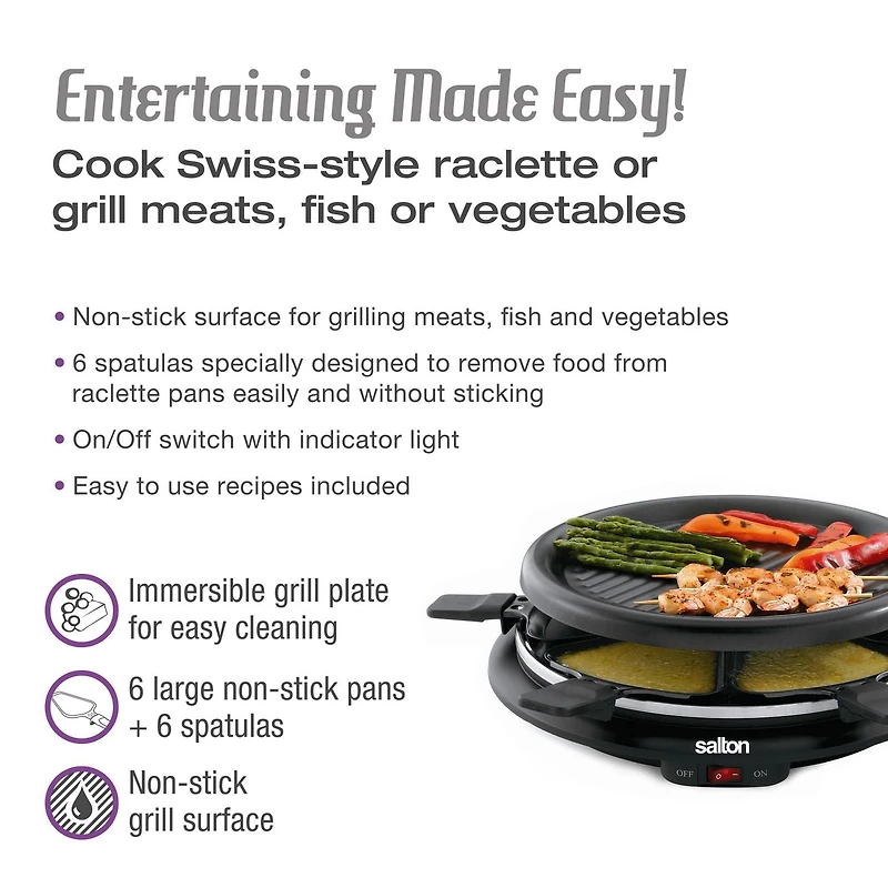 Salton Gril 'Party' et Raclette TPG315 6 Personne, 900W