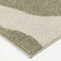 Tapis de couloir Mainstays à poils courts, motif floral, base ivoire et feuilles vertes, 60 x 180 cm, recommandé pour le couloir, la chambre, la cuisine et la buanderie.