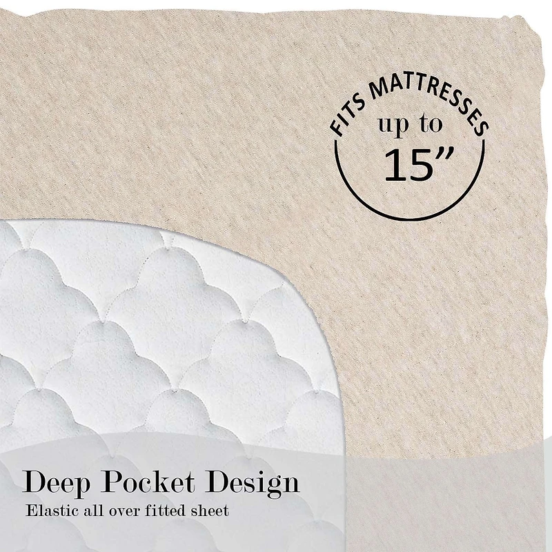 Mainstays – Parure de lit en jersey extra doux, enrichi en coton, pour adulte, Queen, couleur Avoine, 4 pièces Ensemble de draps en jersey Coton et Polyester