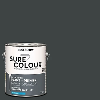 Rust-Oleum Sure Colour™ Peinture + Apprêt, Intérieur Coquille d'oeuf, Noir Charbon 3,78L 3,78L