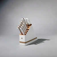 Beautiful 12 Piece Knife Block Set with Soft-Grip Ergonomic Handles White and Gold by Drew Barrymore