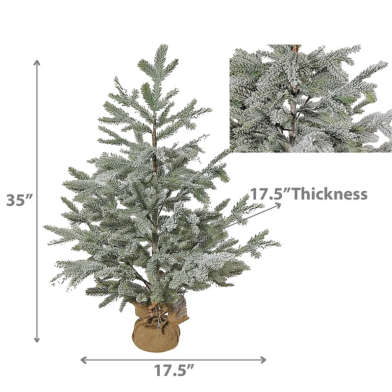 Sapin Avec Base En Toile De Jute (89 Cm) (Couvert De Neige)