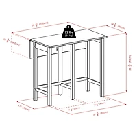 Winsome- Lynnwood 3PC table haute à rabat & tabourets de selle