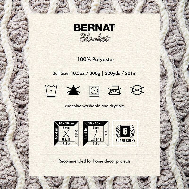 "Bernat® Couverture™ #6 Fil de Polyester Super Volumineux 10,5oz/300g, 220 Yards" Fil super extensible en polyester #6