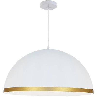 Luminaire suspendu à 1 lumière Ofelia, grand, blanc mat avec bordure dorée