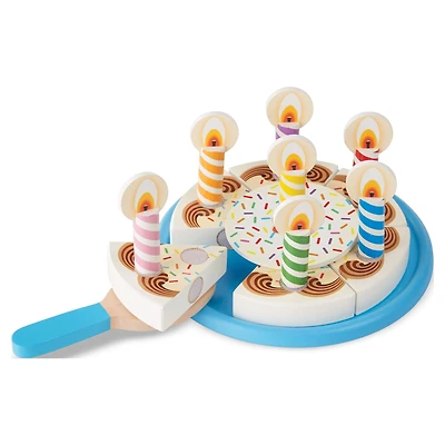 Melissa & Doug, Gâteau d'anniversaire en bois avec un assortiment de garnitures différentes et 7 bougies