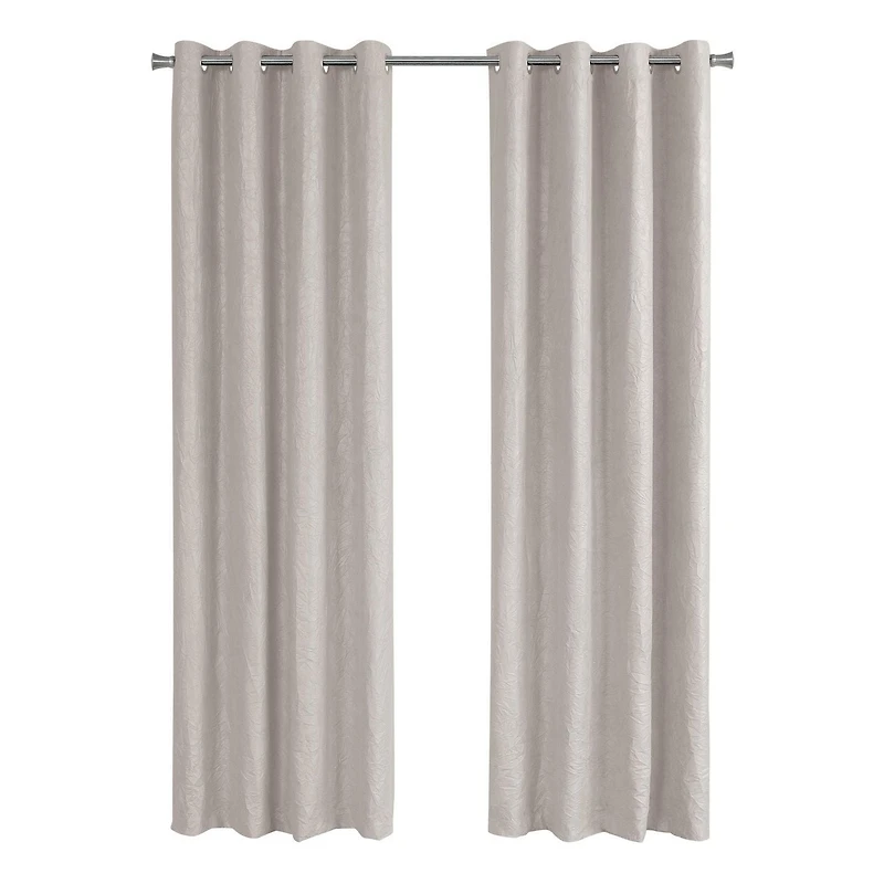 Monarch Specialties Rideau, Ensemble 2pcs, 54"w X 84"l, Obscurcissement De La Pièce, Passe-fil, Salon, Chambre À Coucher, Cuisine, Micro Suède, Polyester, Beige, Contemporain, Moderne