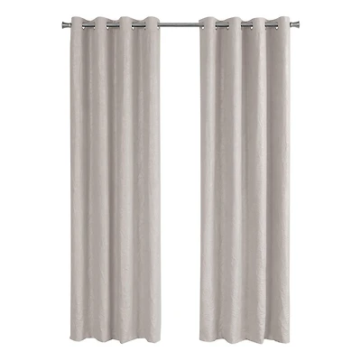 Monarch Specialties Rideau, Ensemble 2pcs, 54"w X 84"l, Obscurcissement De La Pièce, Passe-fil, Salon, Chambre À Coucher, Cuisine, Micro Suède, Polyester, Beige, Contemporain, Moderne
