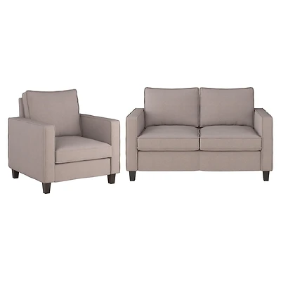 CorLiving Georgia Fabric Loveseat Sofa and Accent Chair Set - 2pcs
