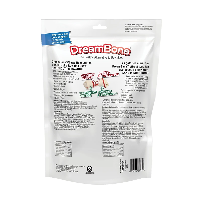 DreamBone Mini Bones Made With Real Chicken 16 Count, Rawhide-Free Chews For Small Dogs, DreamBone Chicken Mini 16ct, 9.0oz, 256g