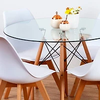 Heavenly Collection | Eiffel Glass Dining Table 32” Diameter for Dining Rooms or Outside Spaces