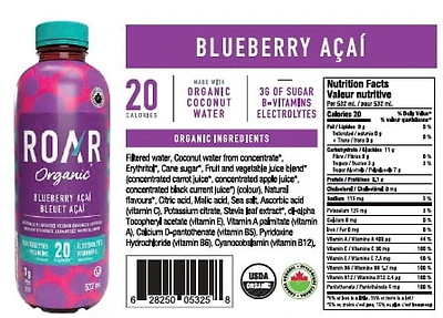 Roar Organic Açaï aux bleuets Biologique - 532ML