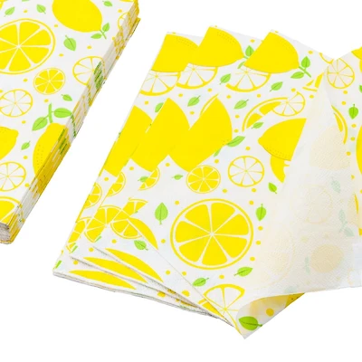 Way to Celebrate! Tall Lemon Napkins – 20ct Summer Party Essentials, Napkin