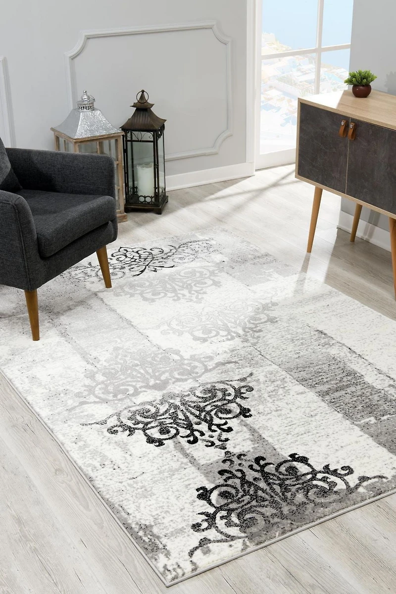 Rug Branch Montage Collection Modern Damask Runner Area Rug