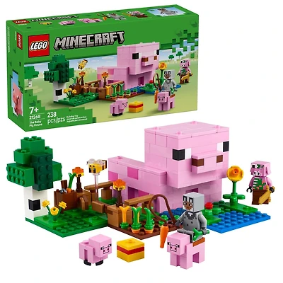 LEGO Minecraft The Baby Pig House Toy Figures and Playset - Building Minecraft Toy for Kids, Boys and Girls, Ages 7+ - with 2 Minifigures for Pretend Play - Gift Idea for Birthdays - 21268, Includes 238 Pieces, Ages 7+