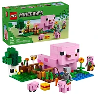 LEGO Minecraft The Baby Pig House Toy Figures and Playset - Building Minecraft Toy for Kids, Boys and Girls, Ages 7+ - with 2 Minifigures for Pretend Play - Gift Idea for Birthdays - 21268, Includes 238 Pieces, Ages 7+