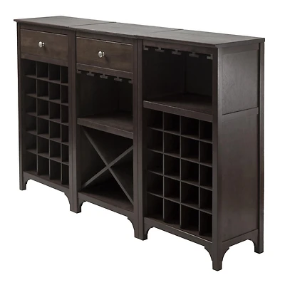 Winsome Ancona 3-Piece Wine Cabinet Modular Set in Espresso Finish - 92367