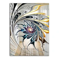 Designart 'White Stained Glass Floral Art' Moderne et Miroir - Miroir Accent - 28x40