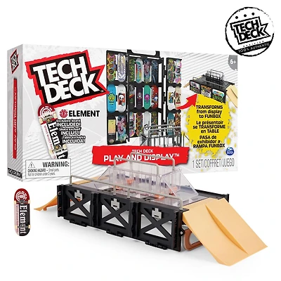 Tech Deck, Play and Display Transforming Ramp Set and Carrying Case with Exclusive Fingerboard, Kids Toy for Ages 6 and up