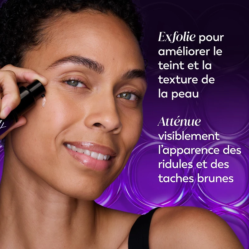 Soin exfoliant de nuit Olay Regenerist avec acide glycolique, soin ravivant et exfoliant, AHA, restructurant, texture lisse, illumine le teint, sérum de nuit léger pour un teint radieux