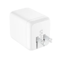 Chargeur mural multi-ports onn 62 W, ​​charge rapide, USB-C/USB-A, certifié USB-IF, prise pliable, blanc