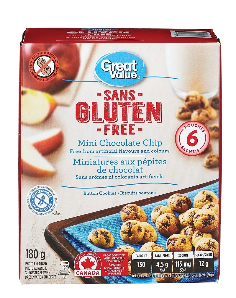 Great Value Gluten Free Mini Chocolate Chip Cookies, 180 g