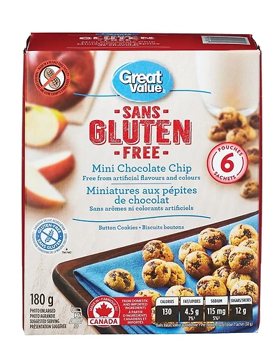 Great Value Gluten Free Mini Chocolate Chip Cookies, 180 g