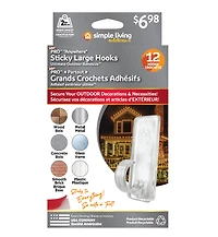 Simple Living Solutions 12Ct Sticky Hook Clip, Plastic Adhesive Clip