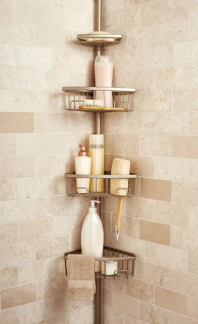 era Neil valet de douche sur poteau argent chaud 10,37 x 108 x 8,625 po,