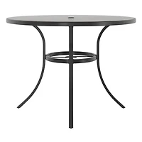 Table à dîner ronde extérieure en acier 101,6 cm HOMETRENDS, noir Résine de bois toutes saisons