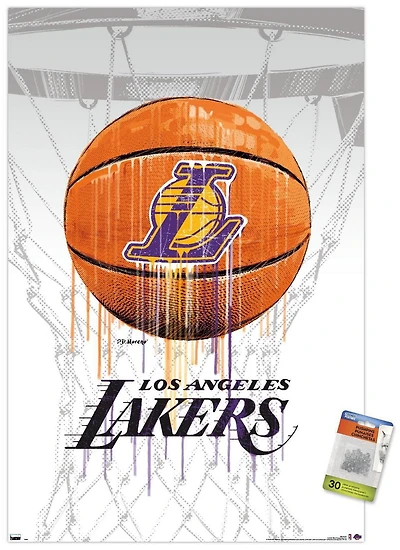 NBA Los Angeles Lakers - Drip Ball 20 Wall Poster, 22.375" x 34" Framed