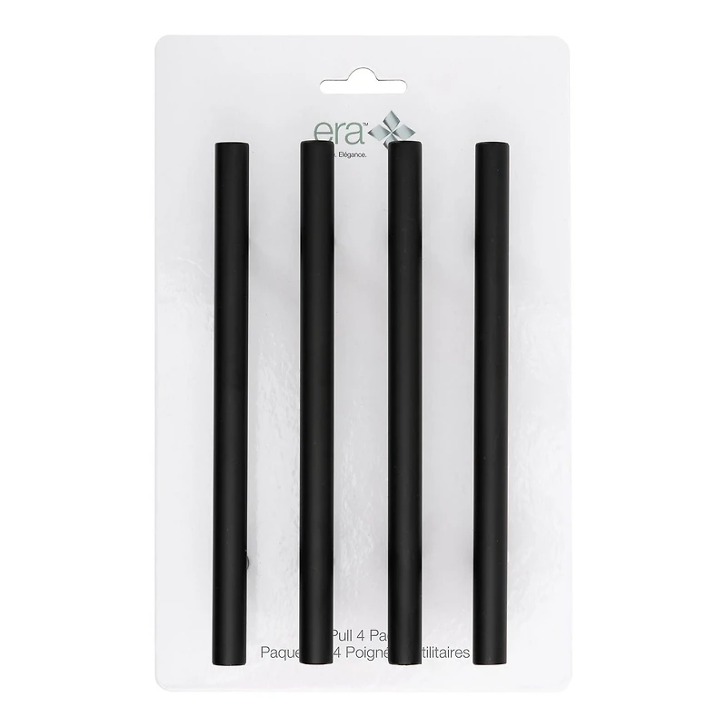 Era Poignées d'Armoire Rondes lots de 4, Noir 5.90 x 0.47 x 1.30 po.