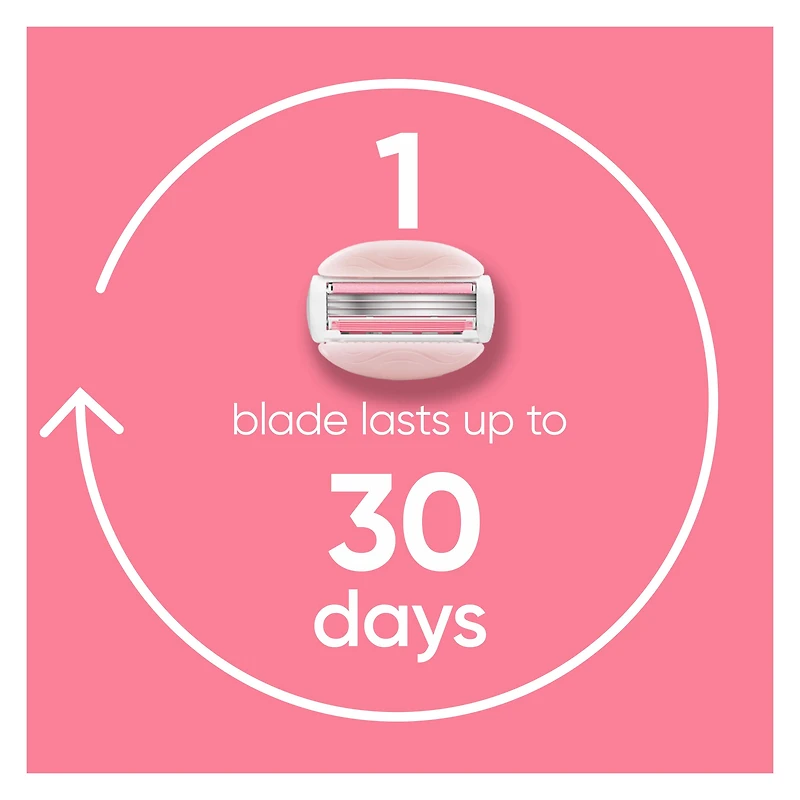 Cartouches de rechange de rasoir Venus GlisseConfort pour femmes, parfum thé blanc, avec barres de gel à raser intégrées, 4unités 4CT